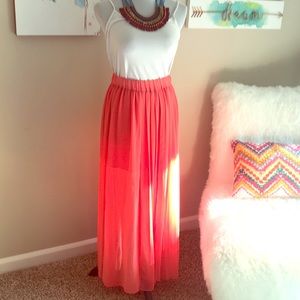 Coral sheer maxi skirt